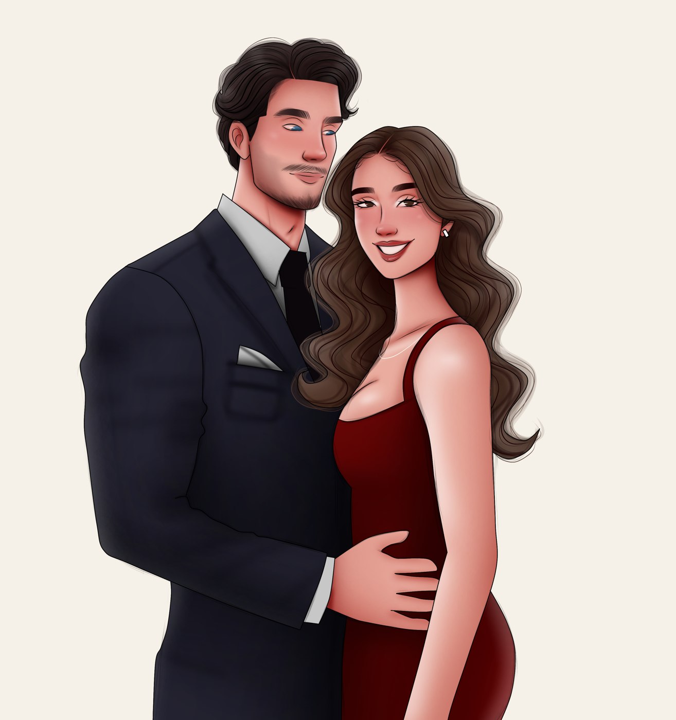 Grayson e Malena em um evento formal